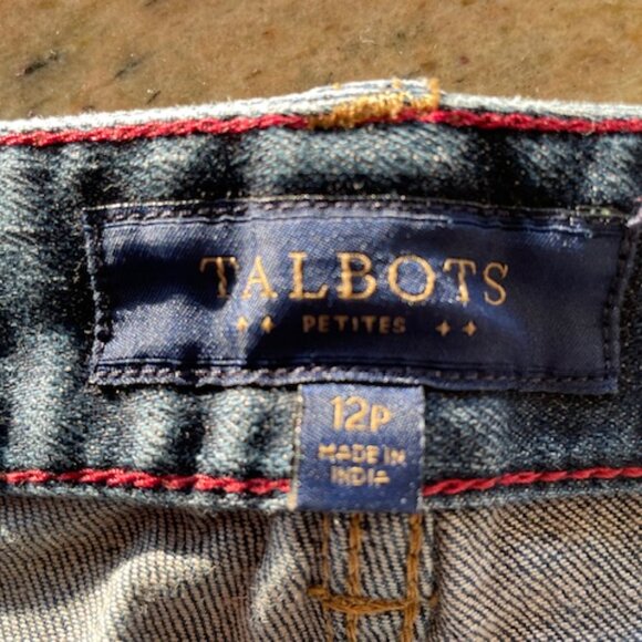 Upcycled, Reworked Applique Floral & Denim Patches, Talbot Jeans, SZ 12 Petite. - Picture 10 of 12